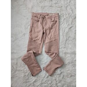 Wish List Jeans Women's Size L Dusty Rose Pink Moto Skinny Ankle Zip Pants Large